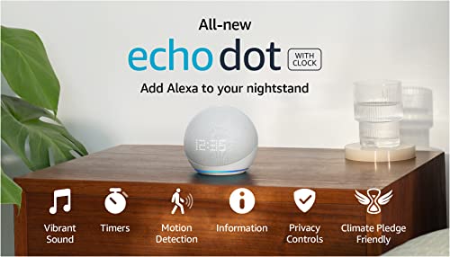 Parlante inteligente con Reloj y Alexa - Echo Dot con reloj (5.ª generación, modelo de 2022)