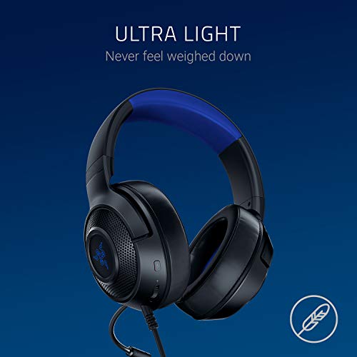 Razer - Audífonos Kraken X Lite - ultra ligeros para videojuegos, Clásico Negro/Azul talla única