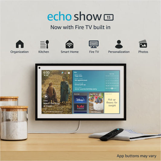 Echo Show 15 | Pantalla inteligente Full HD de 15.6" con Alexa y Fire TV integrados