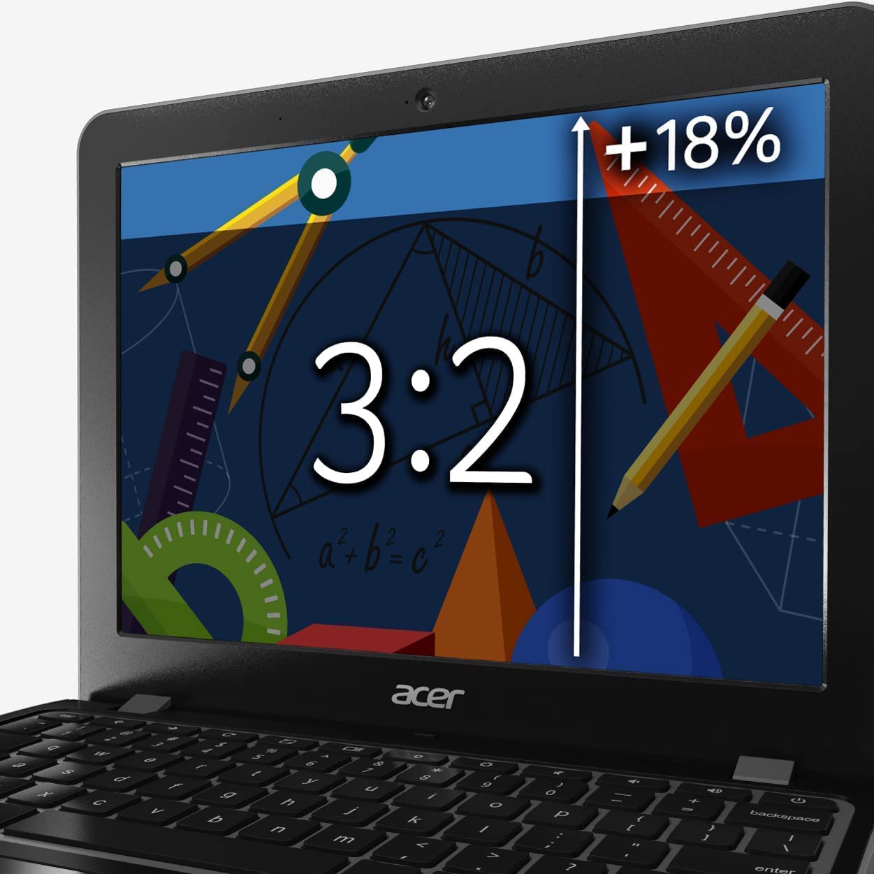 Acer Laptop Chromebook 512, pantalla HD de 12 pulgadas, procesador Intel de doble núcleo, 4 GB de RAM DDR4, eMMC de 32 GB
