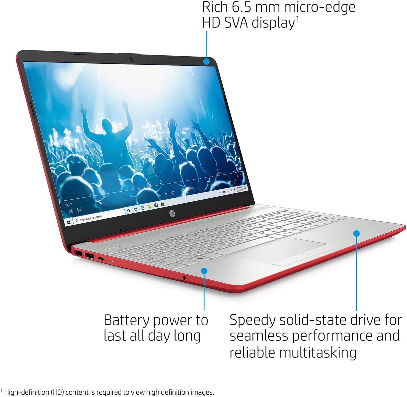 Laptop HP Pavilion HD de 15.6 pulgadas, procesador Intel Quad-Core Pentium, 8 GB de RAM, 128 GB SSD