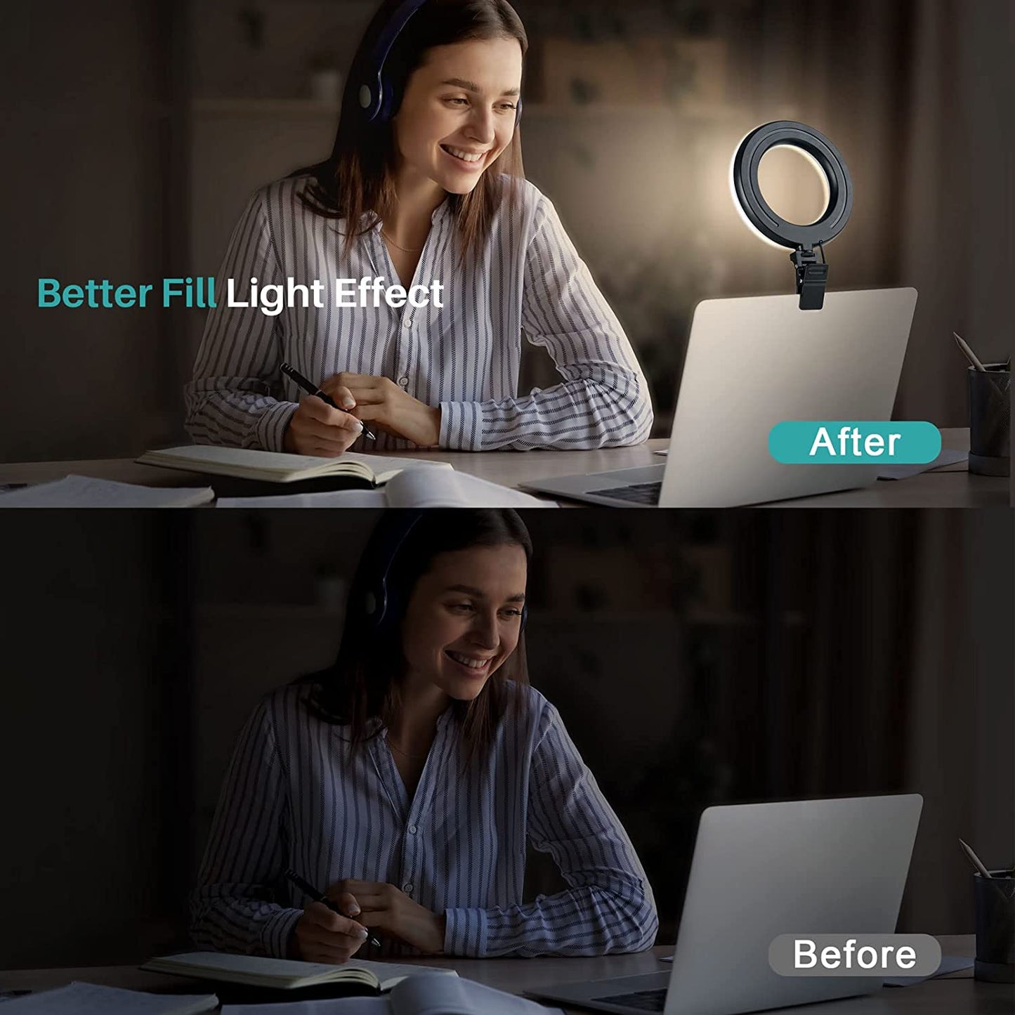 Anillo de luz de 6.5" para Computadora con Trípode Ajustable