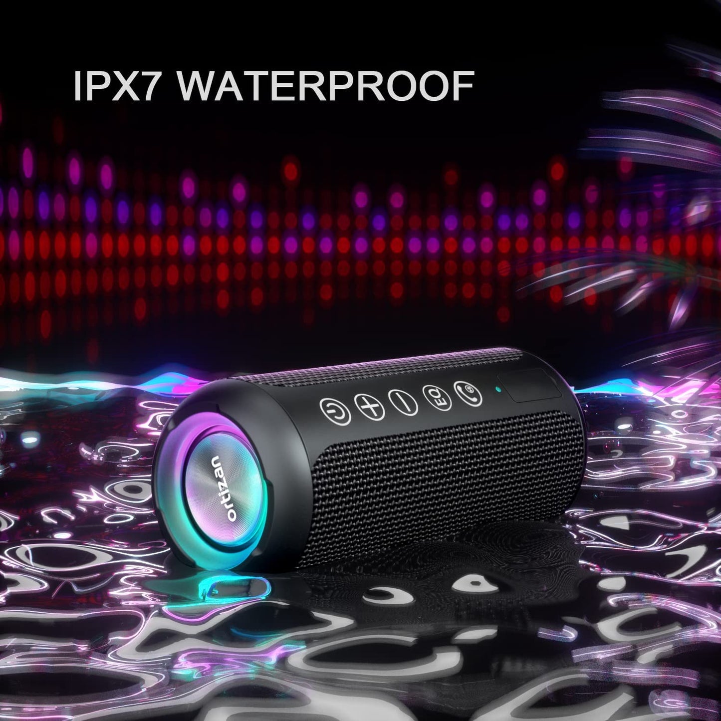 Altavoz Bluetooth portátil, altavoz inalámbrico impermeable IPX7 con sonido estéreo fuerte de 24 W
